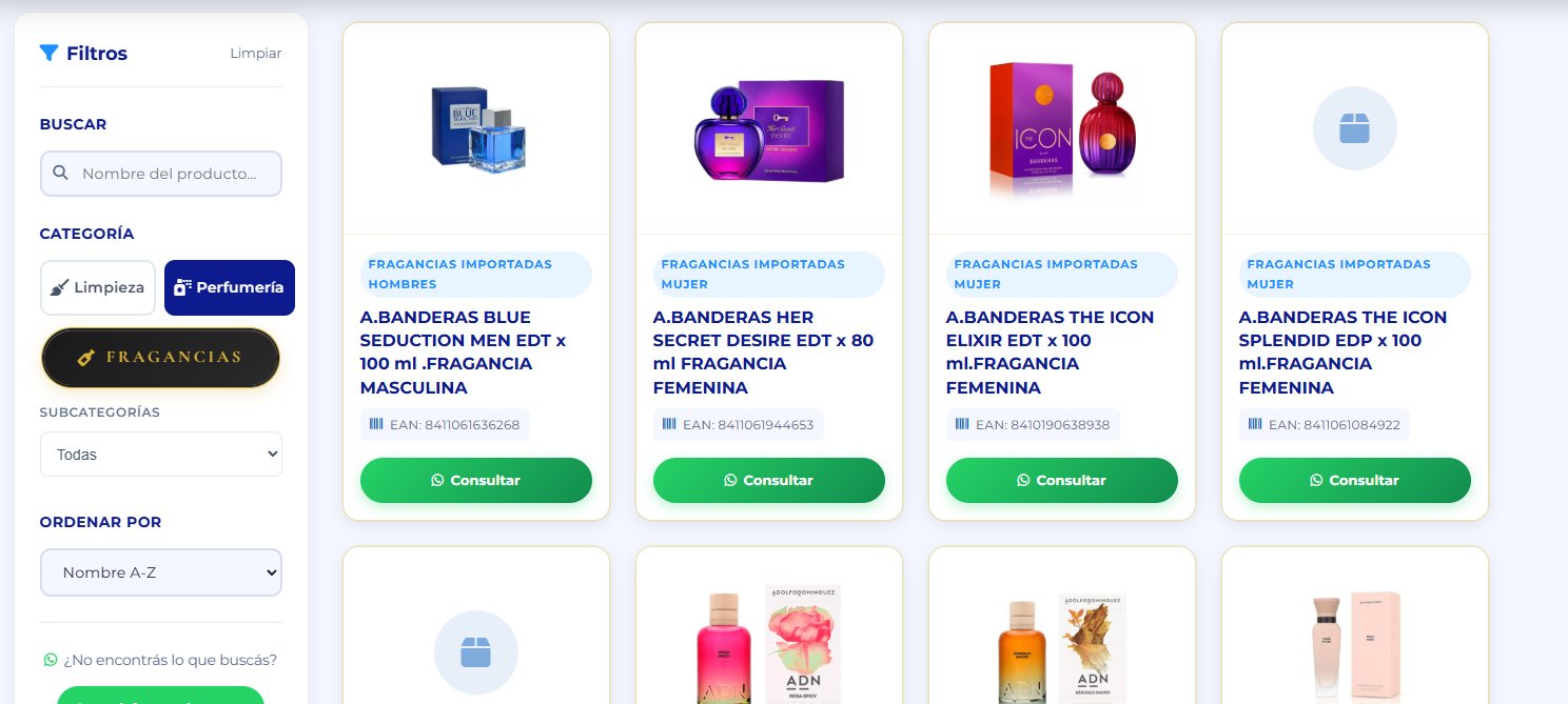 Captura del catálogo online